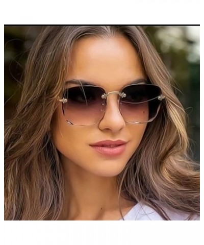 Women Square Frameless Sunglasses Street Fashion Outdoor Decorative Sunglasses Sunglasses Womens (Color : Navy, Size : One Si...