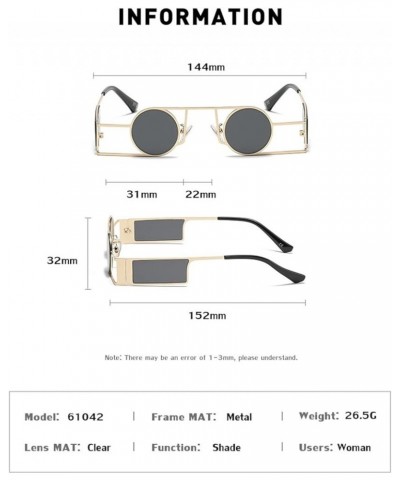 Punk Round Frame Men and Women Fashion Sunglasses Outdoor Holiday Beach Decoration Party (Color : F, Size : Medium) Medium A ...