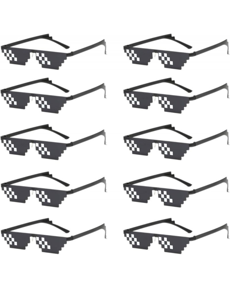 10 Pack Thug Life Sunglasses 8 Bit Pixel Mosaic Glasses Photo Props Unisex Sunglasses for Men Women Black $9.68 Cat Eye