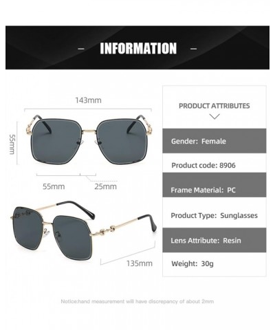 Women's Square Large Frame Sunglasses, Outdoor Holiday Decorative Glasses (Color : F, Size : Medium) Medium A $19.25 Designer