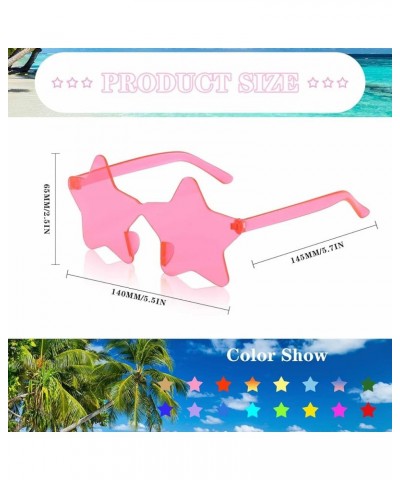 16 Star Rimless Sunglasses Irregular One Piece Colored Party Glasses Transparent Fun sunglasses for Teen Adult Hotpink $14.24...