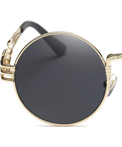 2 Pack Sunglasses Metal Retro Round Steampunk Glasses Mirror Two pairs Black Lens and Gold Frame Two Pairs Gold Frame+silver ...