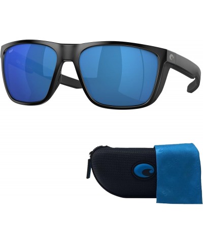 Ferg 6S9002 Square Sunglasses for Men + BUNDLE With Deisgner iWear Complimentary Eyewear Kit Matte Black / Blue Mirror Polari...