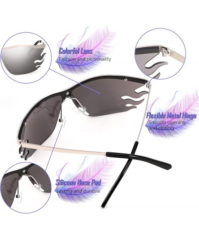 Retro Square Sunglasses Women Men Trendy Vintage Y2K Glasses Tinted Lens B2882 001 Silver Frame/White Mirrored Lens $11.59 Ca...