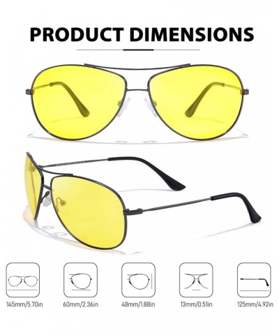 Aviator Night Driving Glasses for Men Women, Polarized Anti Glare Yellow Lens Night Vision Glasses for Night Time Gun Frame $...