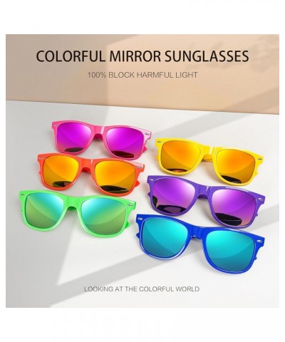 10/20 Packs Adults Wholesale Neon Colors Square Retro Style Party Favors Sunglasses Assorted Color Frame Mirrored Lens 10 Pac...