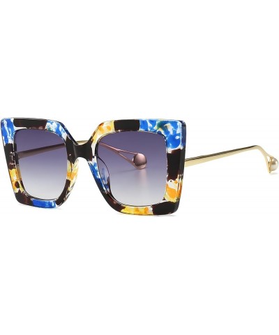 Fashion Sunglasses for Women Trendy Square Frame Sunglasses UV400 Protection Shades Flower $10.19 Square