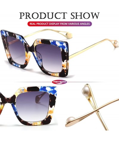 Fashion Sunglasses for Women Trendy Square Frame Sunglasses UV400 Protection Shades Flower $10.19 Square