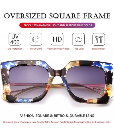 Fashion Sunglasses for Women Trendy Square Frame Sunglasses UV400 Protection Shades Flower $10.19 Square