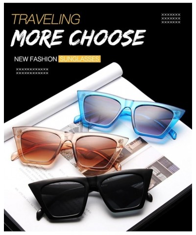 Men and Women Fashion Box Retro Cat Eye Sunglasses (Color : D, Size : 1) 1 H $12.58 Designer