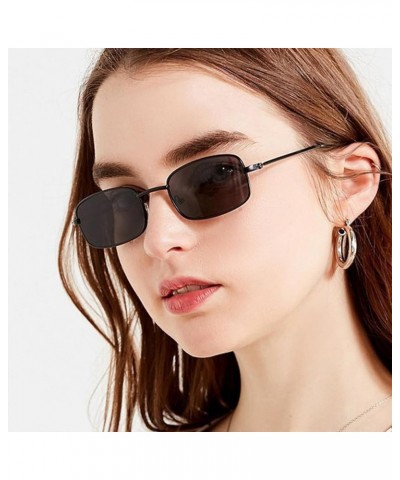 Retro Rectangle Sunglasses for Women Men Square Narrow Hip Hop Small Frame Sun Glasses Black,blue $11.39 Rectangular