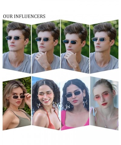 Retro Rectangle Sunglasses for Women Men Square Narrow Hip Hop Small Frame Sun Glasses Black,blue $11.39 Rectangular