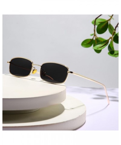 Retro Rectangle Sunglasses for Women Men Square Narrow Hip Hop Small Frame Sun Glasses Black,blue $11.39 Rectangular