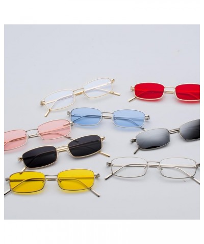 Retro Rectangle Sunglasses for Women Men Square Narrow Hip Hop Small Frame Sun Glasses Black,blue $11.39 Rectangular