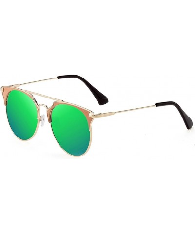 Aviator Mirrored Flat Lenses Metal Frame Women Sunglasses UV400 Green Lens $8.20 Aviator