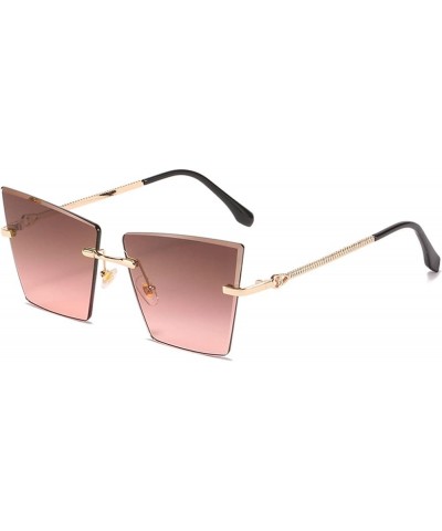 Frameless Cat Eye Weird Woman Sunglasses Driving Trend UV400 Sunglasses Gift D $15.66 Designer