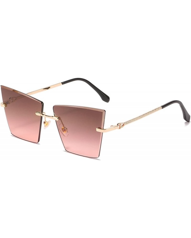 Frameless Cat Eye Weird Woman Sunglasses Driving Trend UV400 Sunglasses Gift D $15.66 Designer