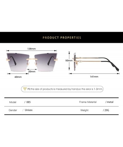 Frameless Cat Eye Weird Woman Sunglasses Driving Trend UV400 Sunglasses Gift D $15.66 Designer