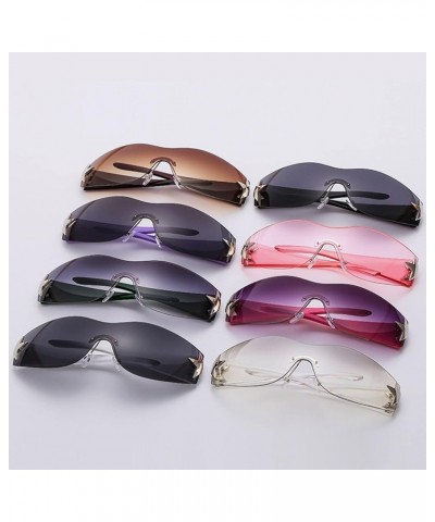 Star Y2k Square Sunglasses for Women Men Fashion Star Wrap Around Sunglasses Cycling Rimless Orange $7.80 Designer