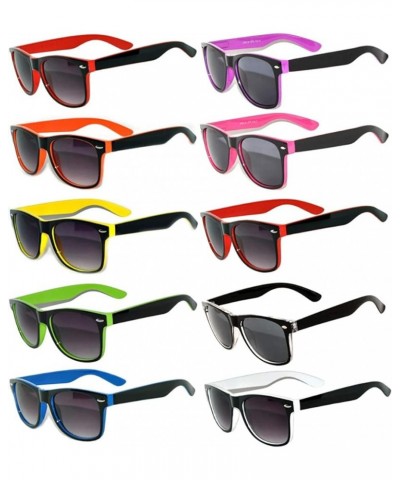 Case of 10 Pairs Wholesale Retro Vintage Two-Tone Sunglasses Smoke Lens 10mix $11.99 Rectangular