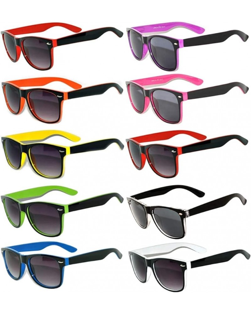 Case of 10 Pairs Wholesale Retro Vintage Two-Tone Sunglasses Smoke Lens 10mix $11.99 Rectangular