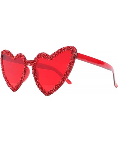 Heart Rhinestone Sunglasses for Women Rimless Lovely Candy Color Diamond Sun Glasses UV Protection bling Party Eyewear Red $1...