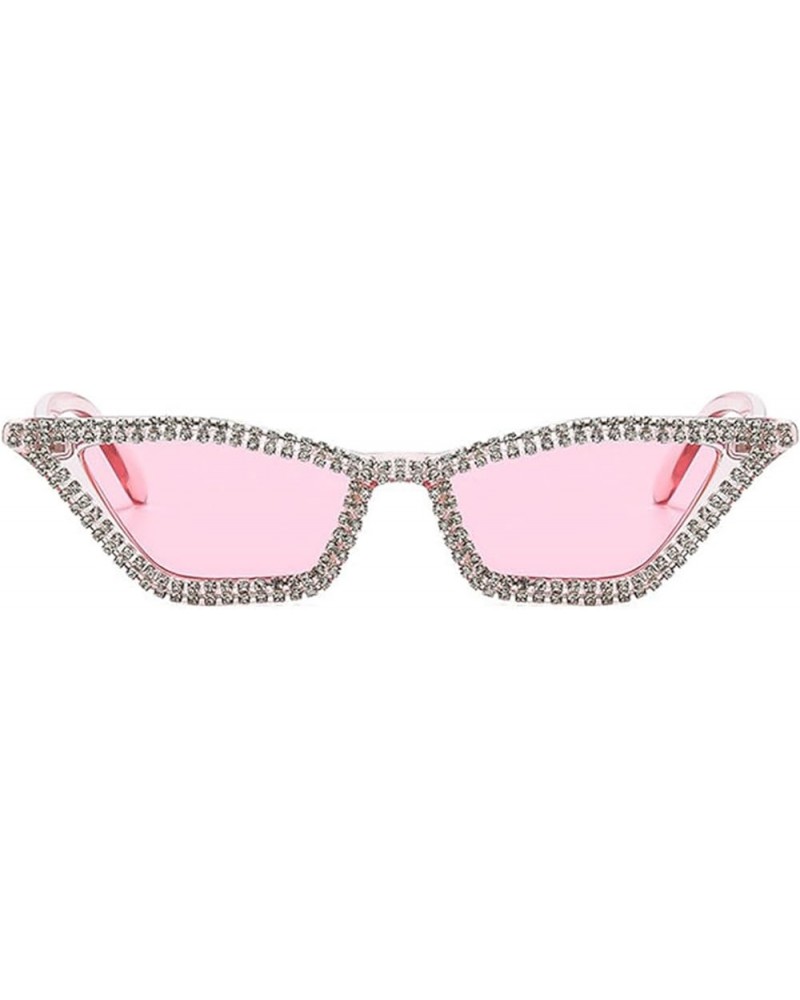 Small frame Sparkling Rectangular Rhinestones Sunglasses For Women Vintage Cat Eye Crystal Eyeglasses Frame Pink $10.29 Cat Eye