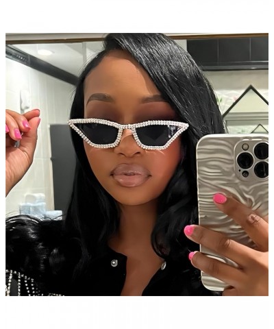 Small frame Sparkling Rectangular Rhinestones Sunglasses For Women Vintage Cat Eye Crystal Eyeglasses Frame Pink $10.29 Cat Eye