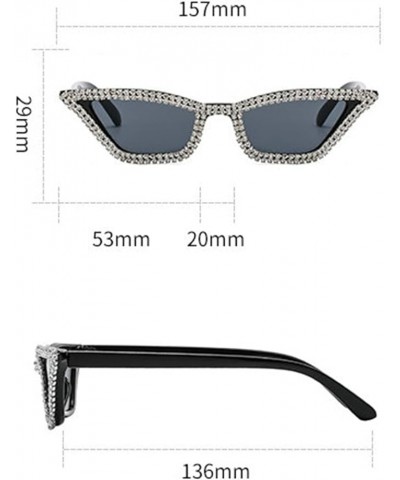 Small frame Sparkling Rectangular Rhinestones Sunglasses For Women Vintage Cat Eye Crystal Eyeglasses Frame Pink $10.29 Cat Eye