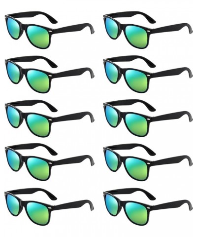 10/20 Pack Neon Sunglasses for Women Men Bulk, Wholesale 80s Retro Black Frame Mirror Party Sunglasses Adult Unxies Gold 10 P...