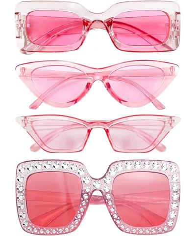 4 Mixed Style Sunglasses Classic Retro Pink Girls Party Favors Glasses Colored Costume Bulk Glasses for Women Pink-b $10.61 R...