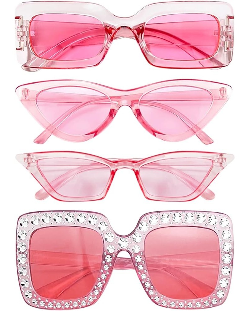 4 Mixed Style Sunglasses Classic Retro Pink Girls Party Favors Glasses Colored Costume Bulk Glasses for Women Pink-b $10.61 R...