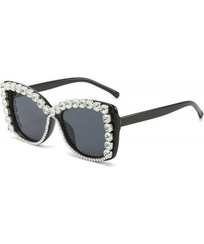 Oversized Rhinestone Sunglasses for Women, UV400 Lens Female Sunshade Sunglasses for Women Black $11.36 Oversized