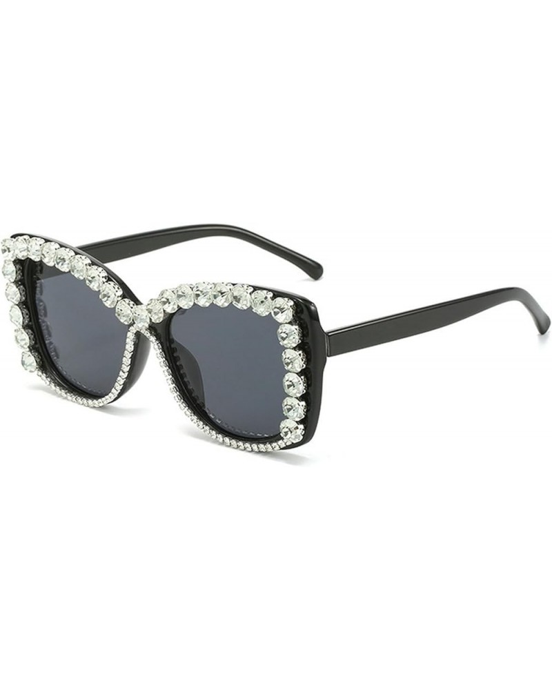 Oversized Rhinestone Sunglasses for Women, UV400 Lens Female Sunshade Sunglasses for Women Black $11.36 Oversized