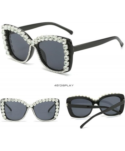 Oversized Rhinestone Sunglasses for Women, UV400 Lens Female Sunshade Sunglasses for Women Black $11.36 Oversized