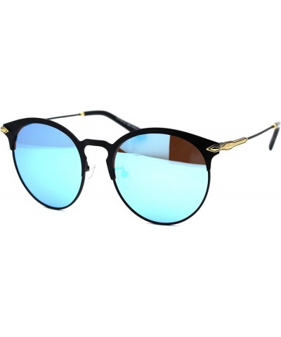 Womens CR39 Polarized Lens Designer Half Rim Hipster Sunglasses Black Blue Mirror $8.98 Designer