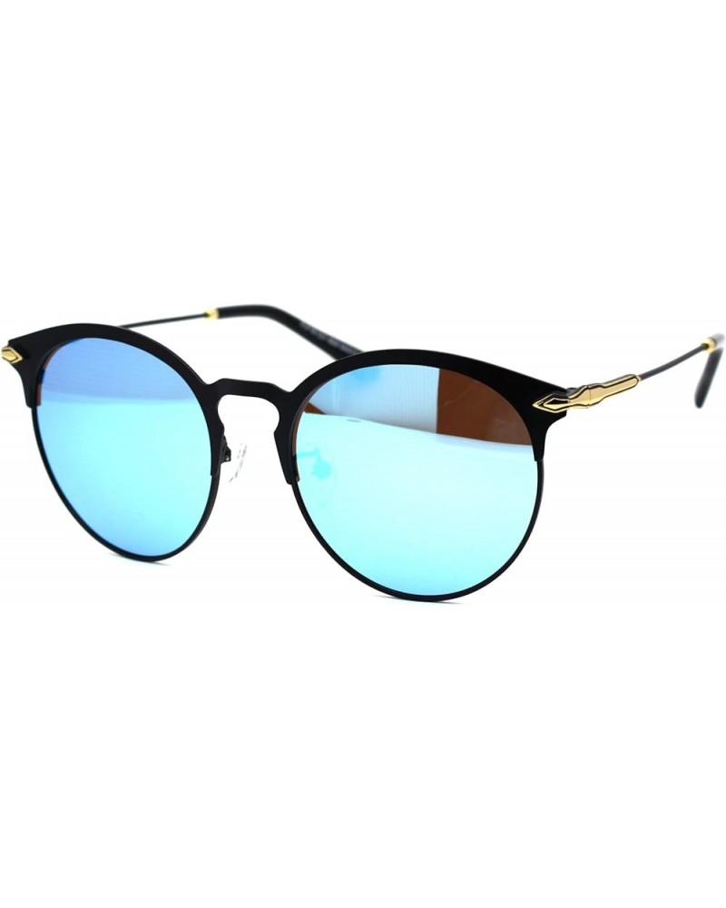 Womens CR39 Polarized Lens Designer Half Rim Hipster Sunglasses Black Blue Mirror $8.98 Designer