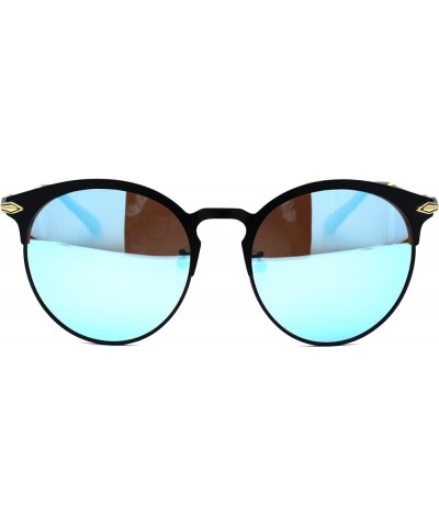 Womens CR39 Polarized Lens Designer Half Rim Hipster Sunglasses Black Blue Mirror $8.98 Designer