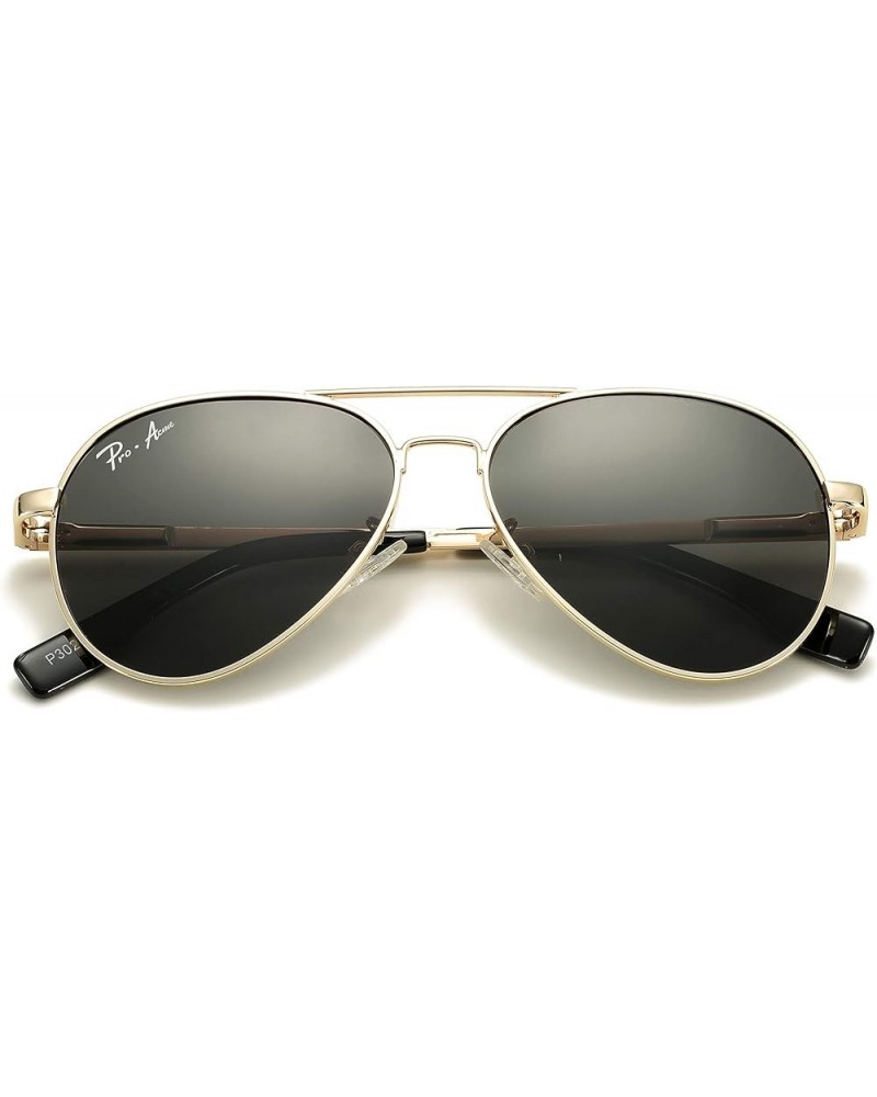 Polarized Aviator Sunglasses for Men and Women 100% UV Protection, 58mm Gold Frame/Black Lens $9.68 Designer