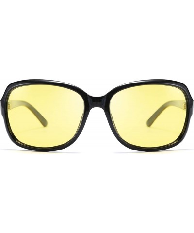 Classic Womens Night Glasses Driving Anti Glare Wrap Around Yellow Sunglasses B2548 Black $9.60 Oval