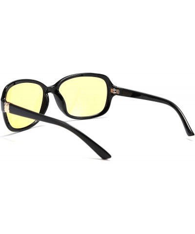 Classic Womens Night Glasses Driving Anti Glare Wrap Around Yellow Sunglasses B2548 Black $9.60 Oval