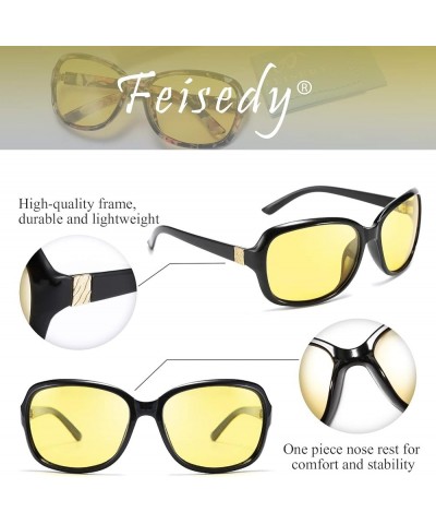 Classic Womens Night Glasses Driving Anti Glare Wrap Around Yellow Sunglasses B2548 Black $9.60 Oval