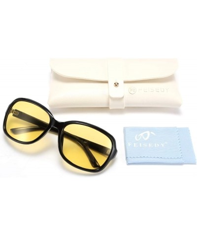 Classic Womens Night Glasses Driving Anti Glare Wrap Around Yellow Sunglasses B2548 Black $9.60 Oval