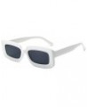 Fashionable Concave Glasses Small Square Sunshade Sunglasses for Women Men White Frame Black Grey Flakes $3.28 Square