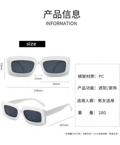 Fashionable Concave Glasses Small Square Sunshade Sunglasses for Women Men White Frame Black Grey Flakes $3.28 Square