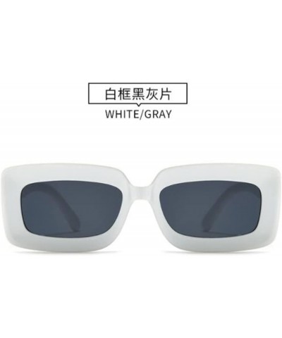 Fashionable Concave Glasses Small Square Sunshade Sunglasses for Women Men White Frame Black Grey Flakes $3.28 Square