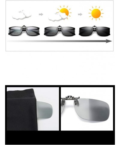 Photochromic Polarized Sunglasses Clip Men Black $8.40 Rimless