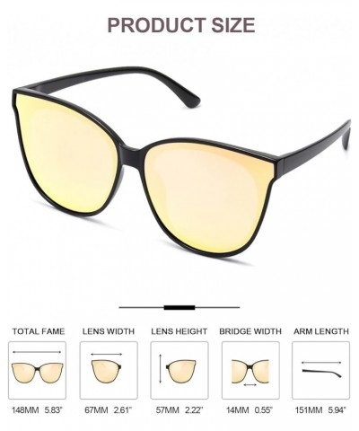 Cat Eyes Sunglasses for Women, Polarized Oversized Fashion Vintage Eyewear for Driving Fishing - 99.99% UV Protection A15 Bla...