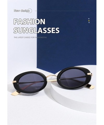 Small Frame Men And Women Oval Frame Retro Party Cat Eye Metal Sunglasses F $16.35 Designer