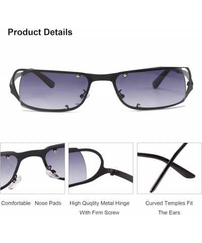 Vintage Hollow Out Sunglasses for Women Men Fashion Rectangle Oversized Sunglasses Trendy Metal Tinted Lens Black/Gray $8.00 ...